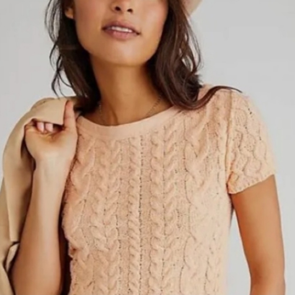 NWOT FREE PEOPLE Baby Cable Tee Large